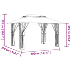 Pavillon mit Seitenwänden Anthrazit 400x300x270 cm Stahl