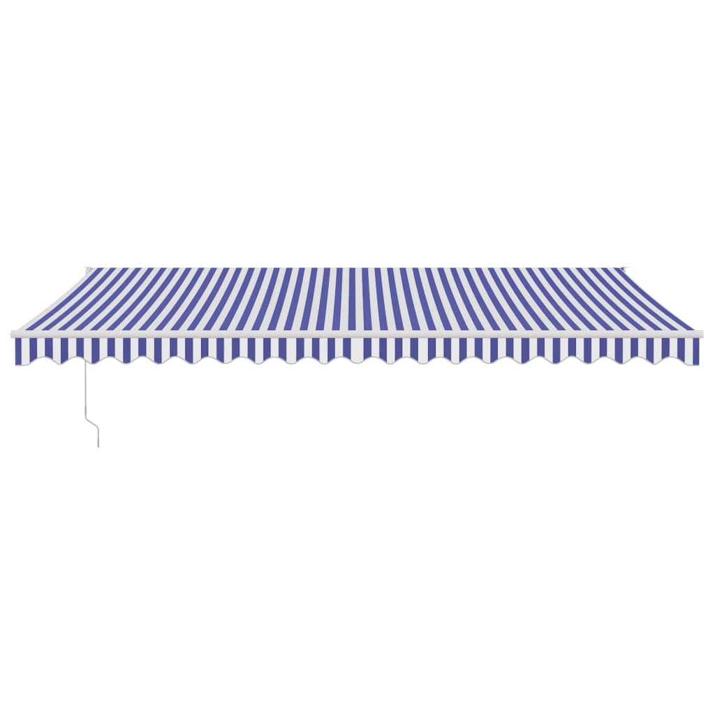 Markise Einziehbar Blau und Weiß 5x3 m Stoff und Aluminium