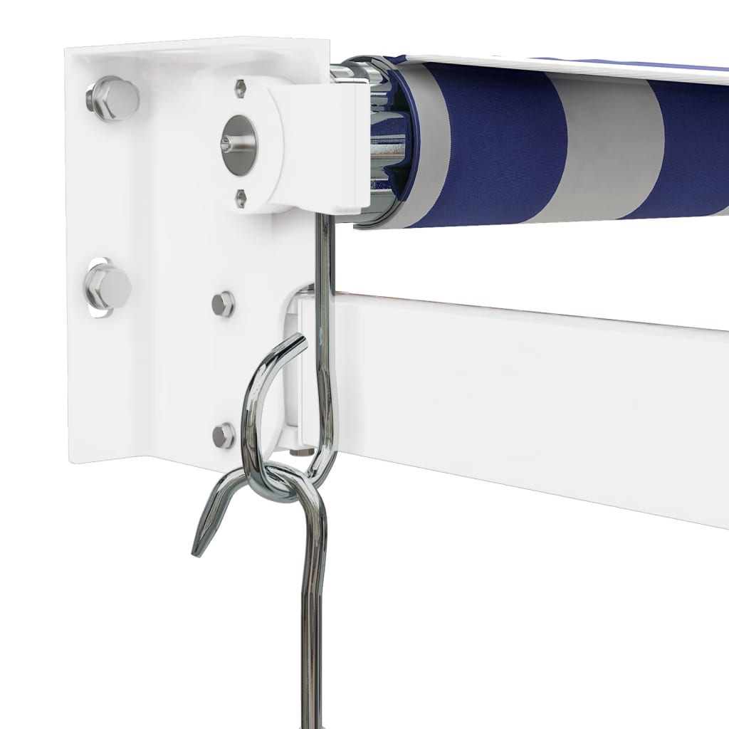 Markise Einziehbar Blau und Weiß 5x3 m Stoff und Aluminium