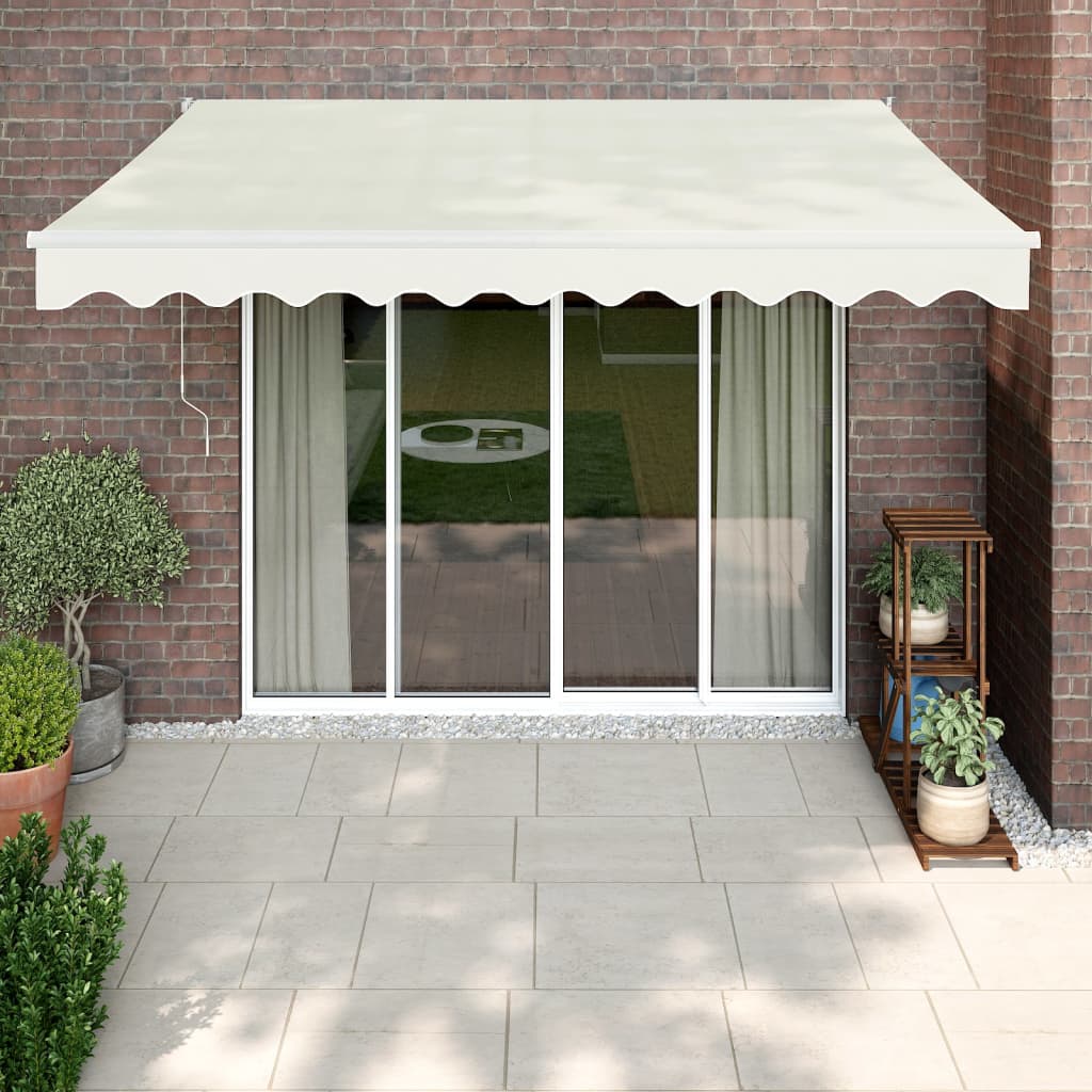 Markise Einziehbar Creme 3,5x2,5 m Stoff und Aluminium