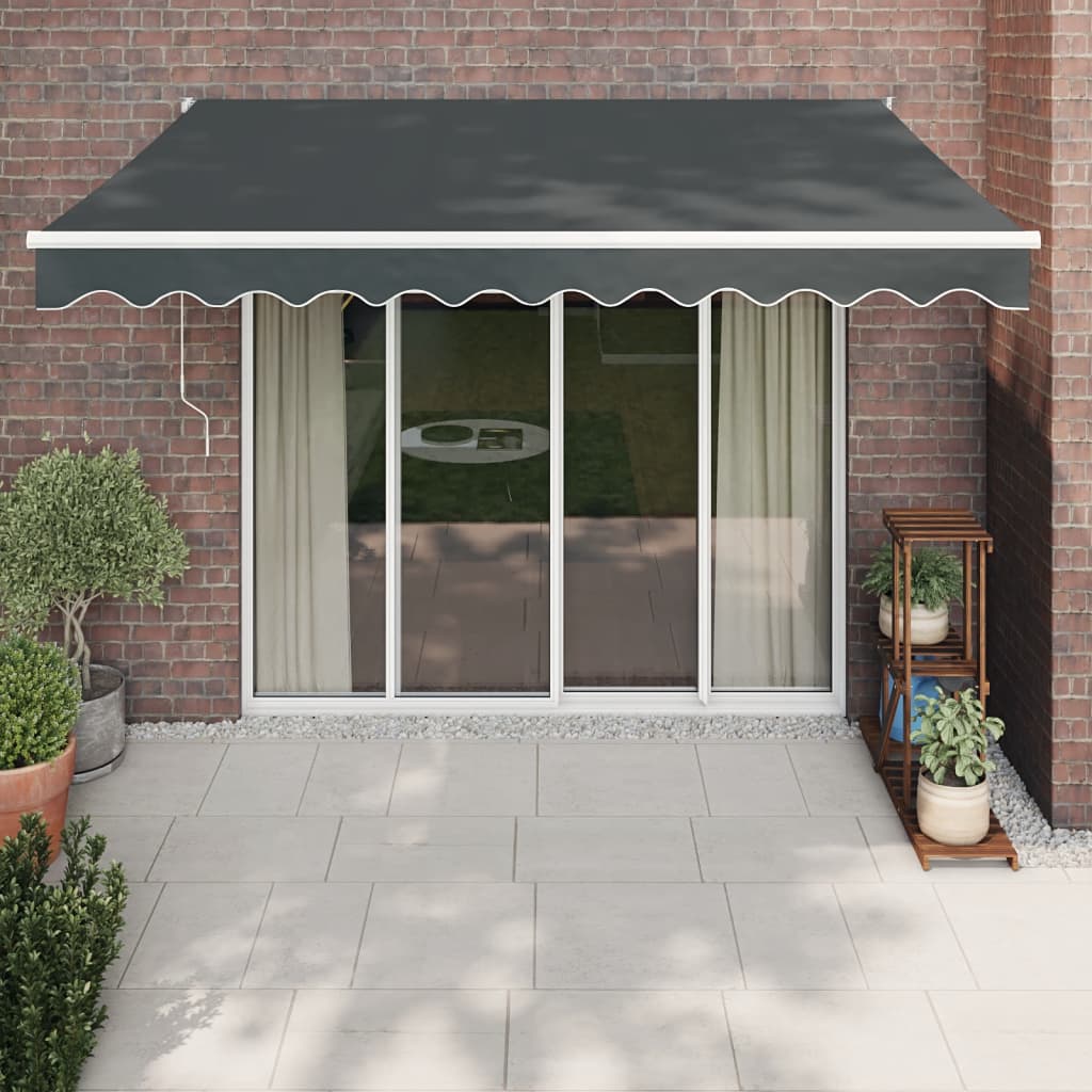 Markise Einziehbar Anthrazit 3x2,5 m Stoff und Aluminium