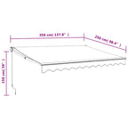 Markise Einziehbar Creme 3,5x2,5 m Stoff und Aluminium