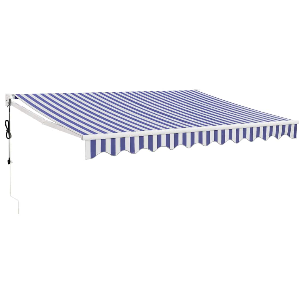 Elektrische Markise mit Kurbel Blau und Weiß 3,5x2,5 m