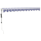 Elektrische Markise mit Kurbel Blau und Weiß 3,5x2,5 m