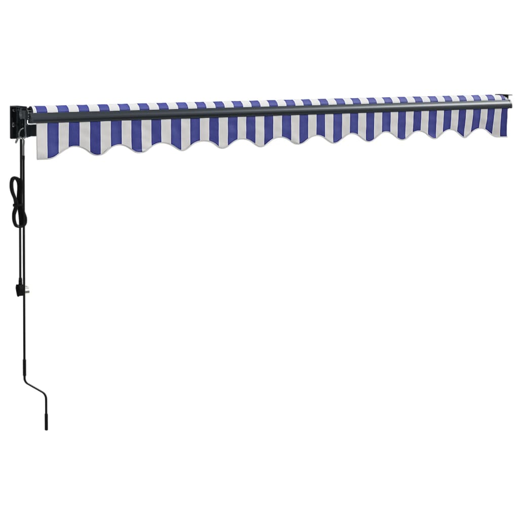 Elektrische Markise mit Kurbel Blau und Weiß 3x2,5 m
