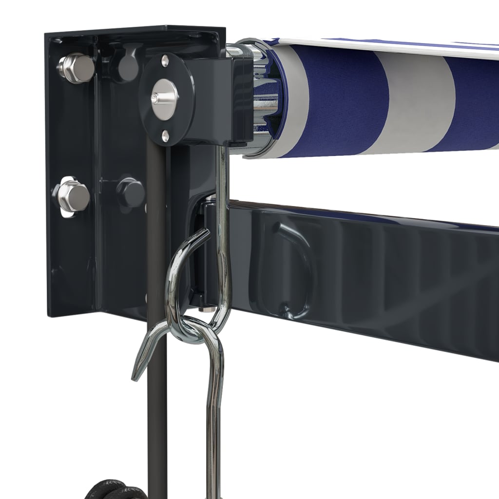 Elektrische Markise mit Kurbel Blau und Weiß 3x2,5 m