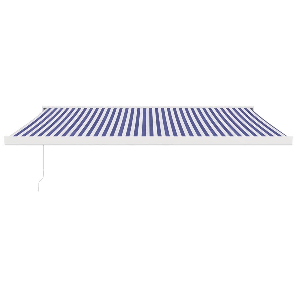 Markise Einziehbar Blau und Weiß 4x3 m Stoff und Aluminium