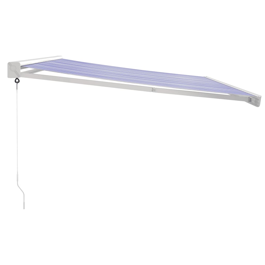 Markise Einziehbar Blau und Weiß 4x3 m Stoff und Aluminium