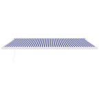 Markise Einziehbar Blau und Weiß 5x3 m Stoff und Aluminium