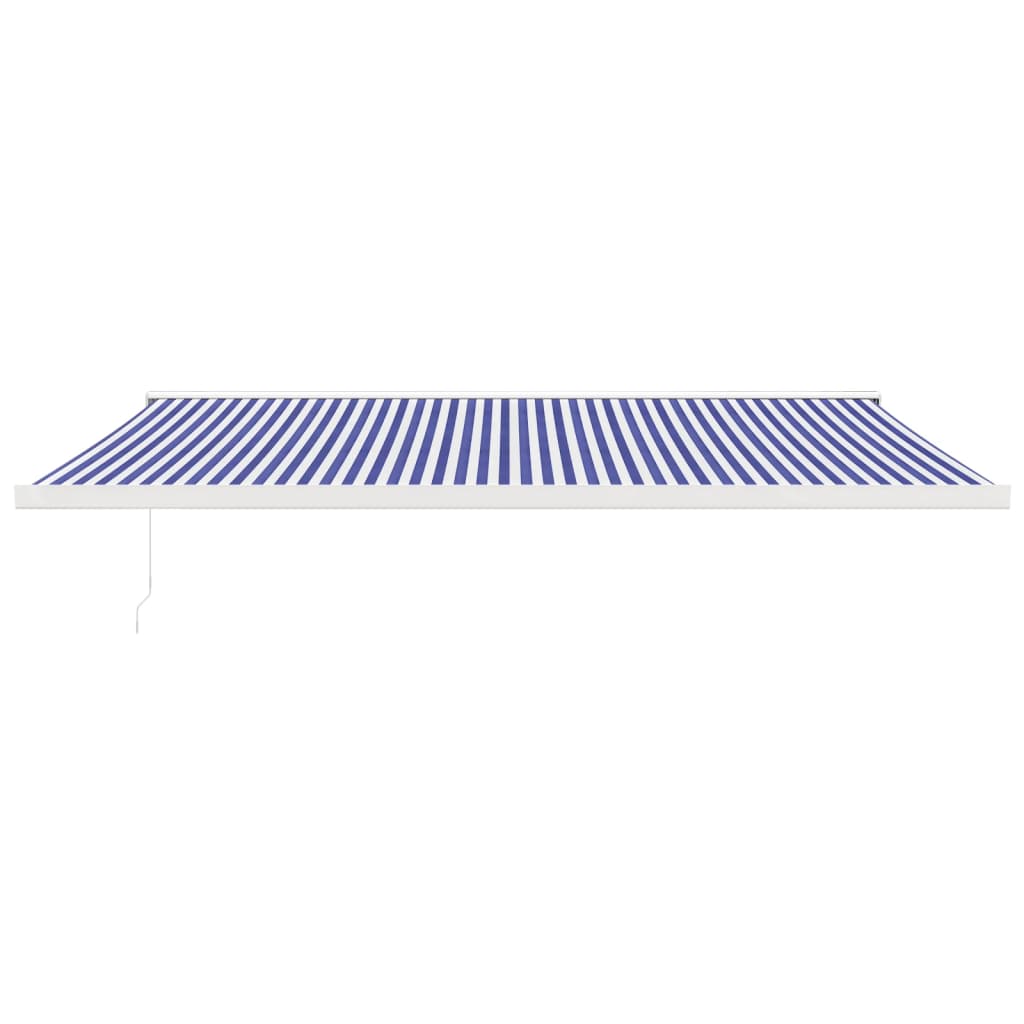 Markise Einziehbar Blau und Weiß 5x3 m Stoff und Aluminium