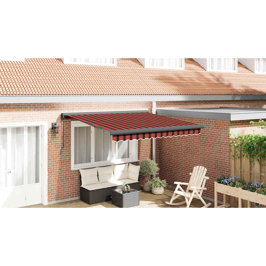 Markise Einziehbar Orange und Braun 3x2,5 m Stoff und Aluminium