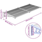 Türvordach Grau und Transparent 239x90 cm Polycarbonat