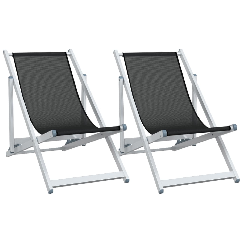 Strandstühle 2 Stk. Klappbar Aluminium und Textilene