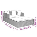 Sonnenliege mit Kissen Grau 182x118x63 cm Poly Rattan