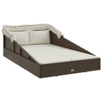 Sonnenliege mit Faltdach Braun 200x114x128 cm Poly Rattan