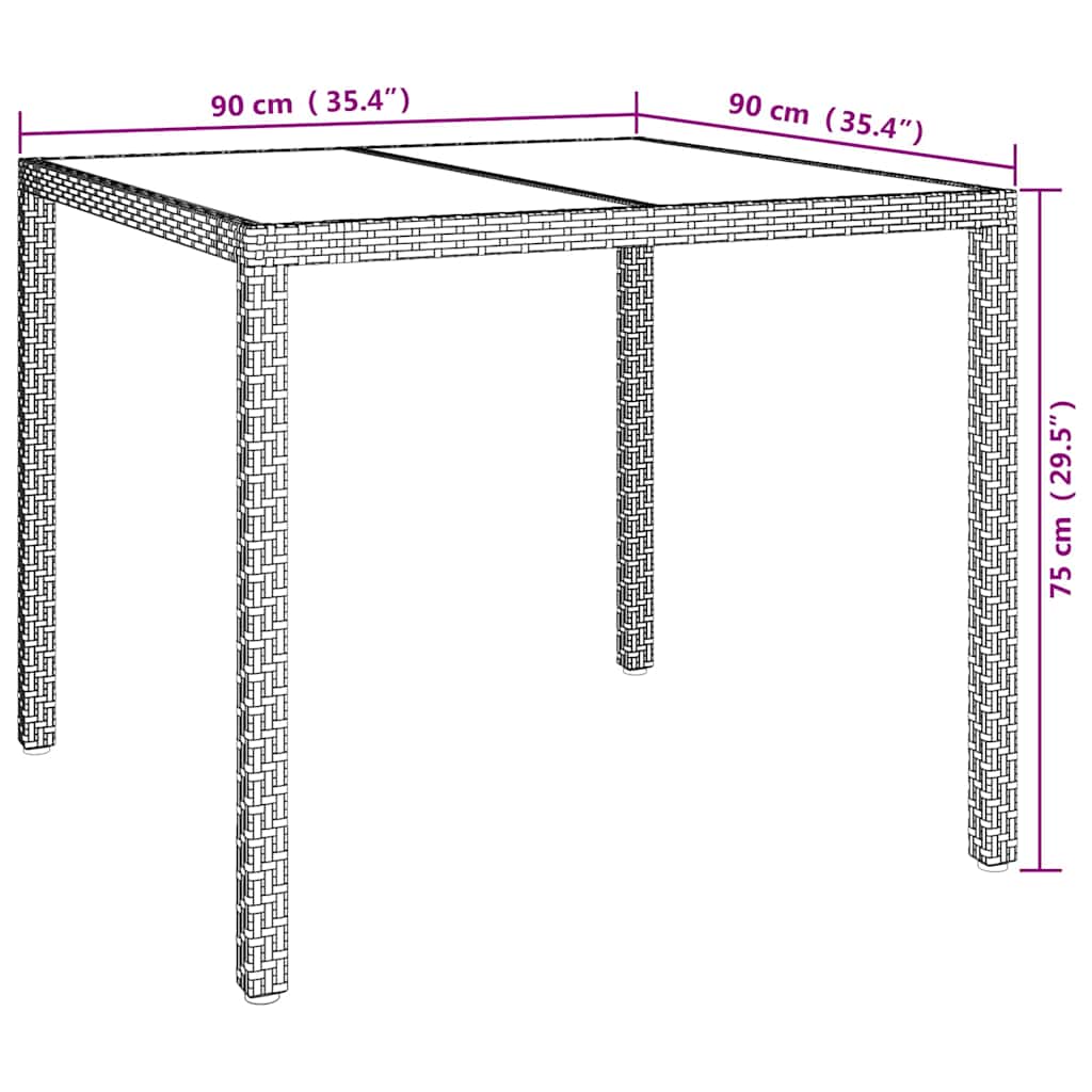 Gartentisch Grau 90 x 90 x 75 cm Poly-Rattan