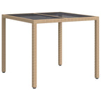 Gartentisch Beige 90 x 90 x 75 cm Poly-Rattan