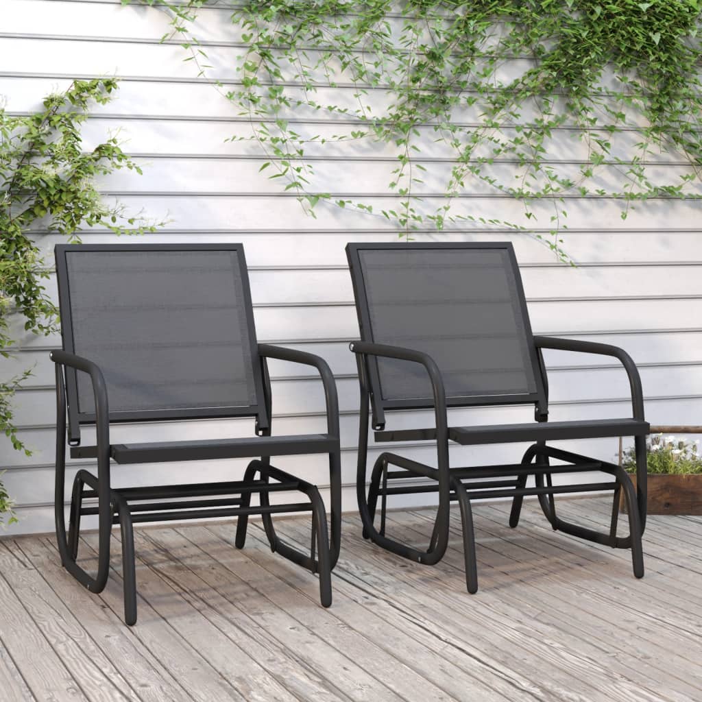 Garten-Schaukelstühle 2 Stk. Schwarz 61x76x87cm Textilene Stahl