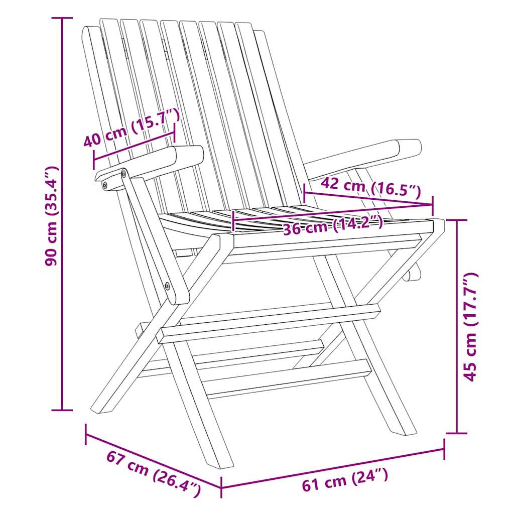 Gartenstühle 4 Stk. Klappbar 61x67x90 cm Massivholz Teak