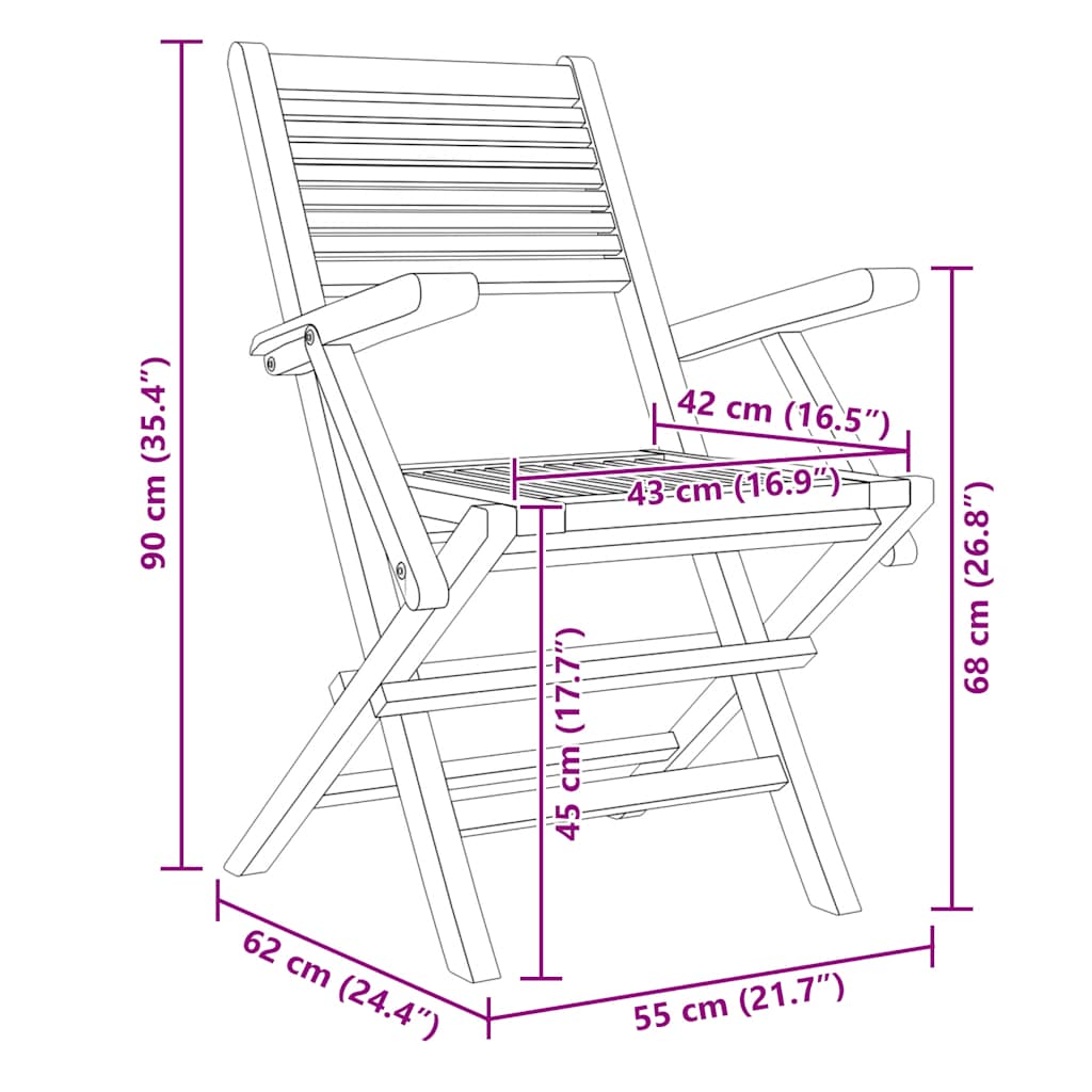 Gartenstühle 4 Stk. Klappbar 55x62x90 cm Massivholz Teak