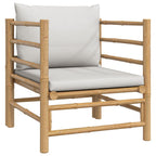 12-tlg. Garten-Lounge-Set mit Hellgrauen Kissen Bambus