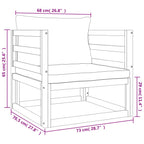 7-tlg. Garten-Lounge-Set mit Hellgrauen Kissen Massivholz