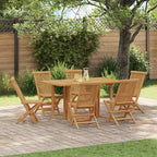 Garten Essgruppe 7 pcs Braun Massivholz Teak