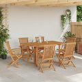 Garten Essgruppe 7 pcs Braun Massivholz Teak