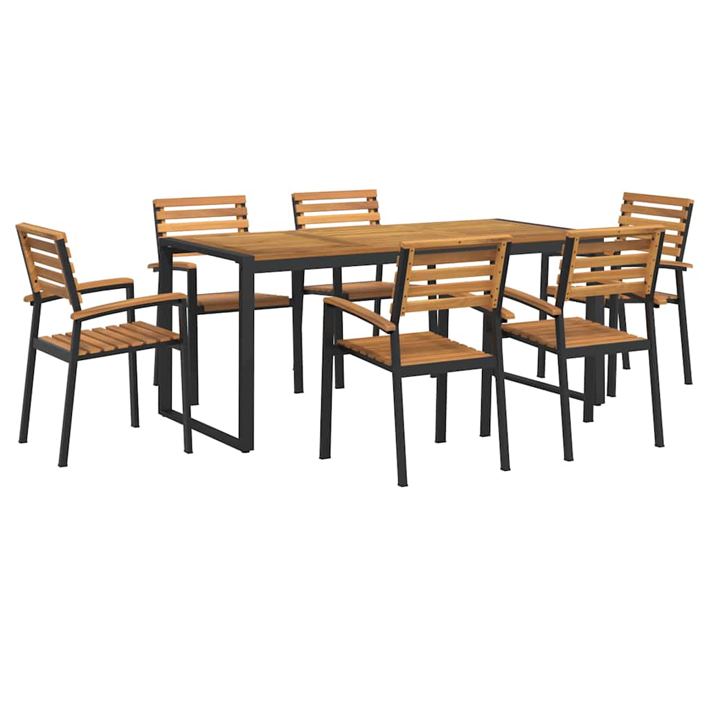 7-tlg. Garten-Essgruppe Massivholz Akazie und Metall