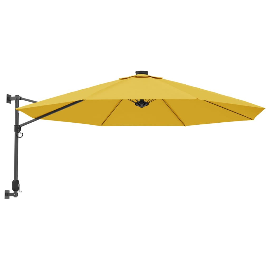 Wand-Sonnenschirm mit LEDs Gelb 290 cm