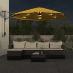 Wand-Sonnenschirm mit LEDs Gelb 290 cm