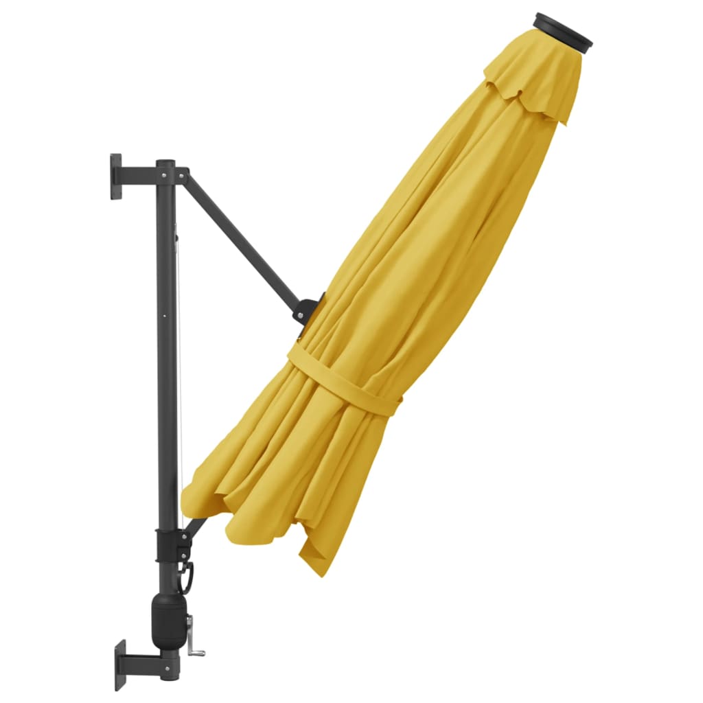 Wand-Sonnenschirm mit LEDs Gelb 290 cm
