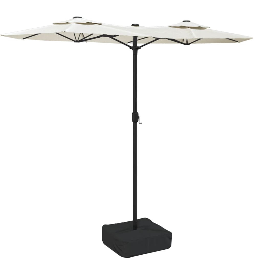 Doppel-Sonnenschirm mit LED-Leuchten 316x145 cm