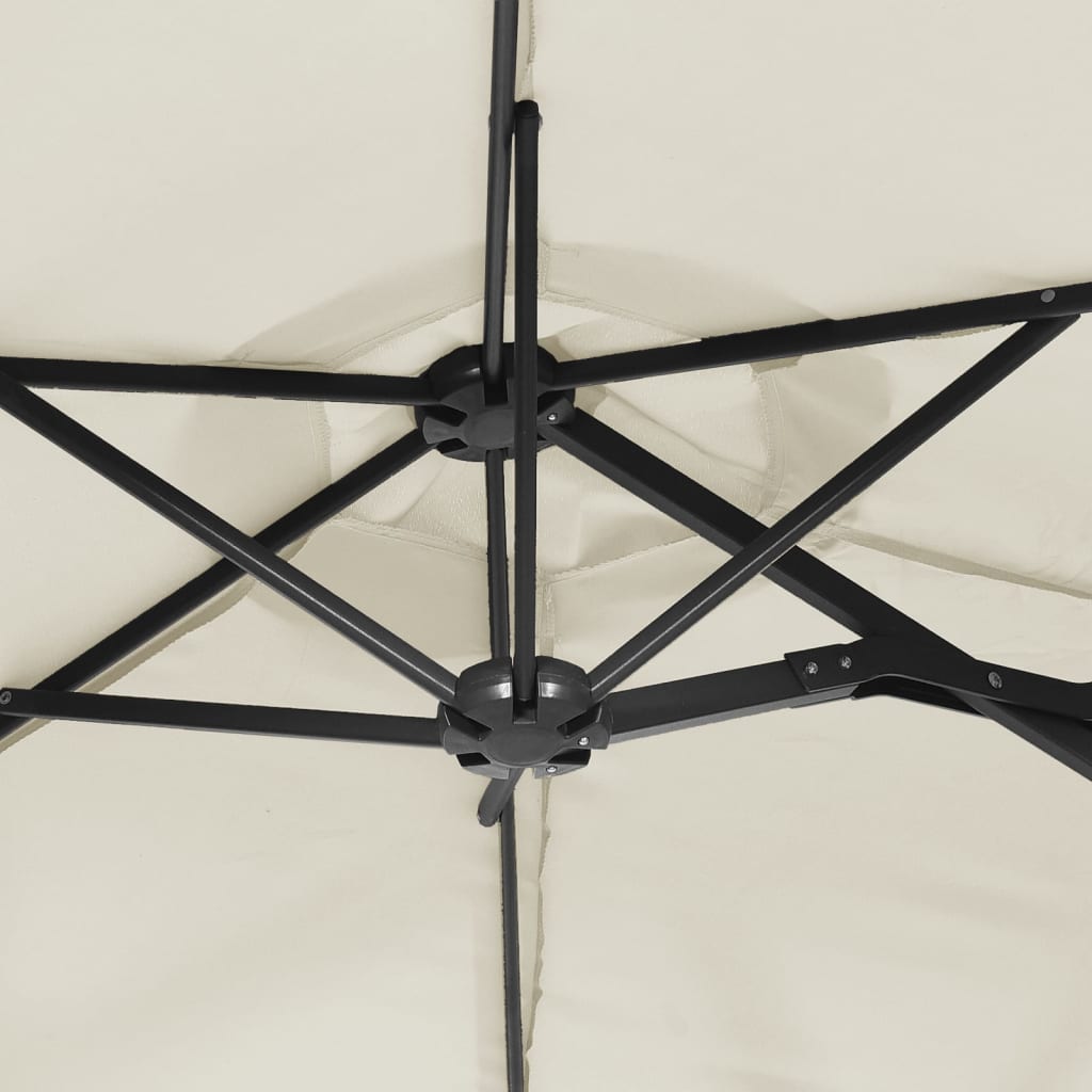 Doppel-Sonnenschirm mit LED-Leuchten 316x145 cm