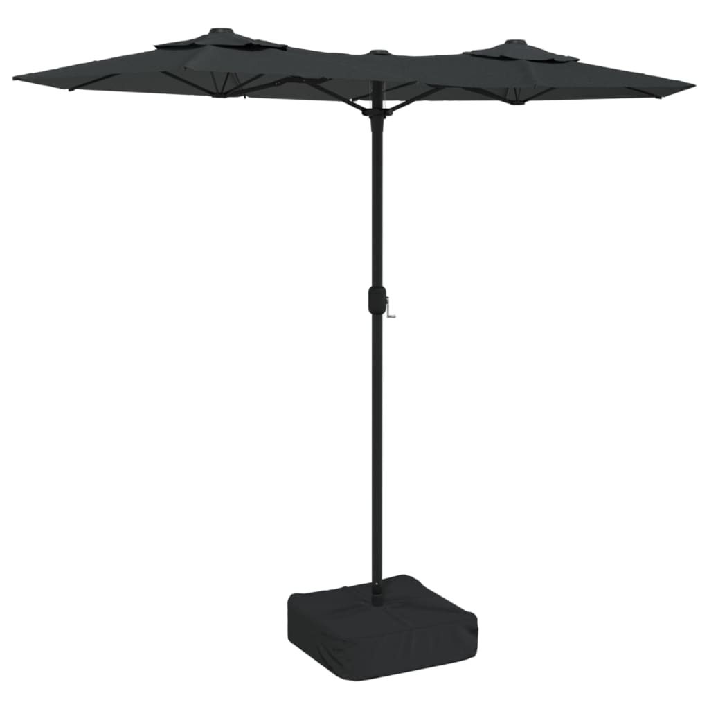 Doppel-Sonnenschirm mit LED-Leuchten 316x145 cm