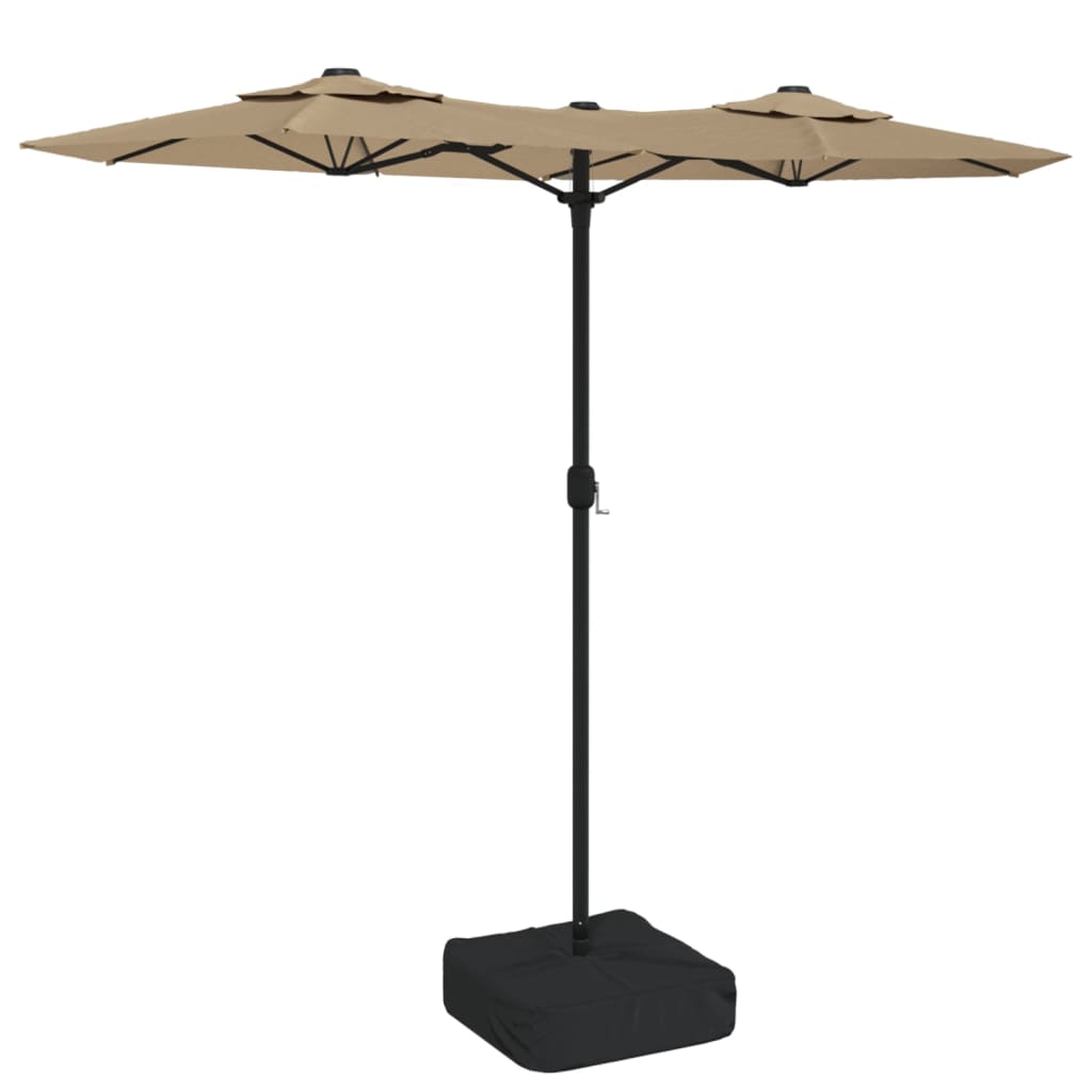 Doppel-Sonnenschirm mit LED-Leuchten 316x145 cm