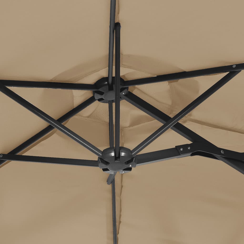 Doppel-Sonnenschirm mit LED-Leuchten 316x145 cm