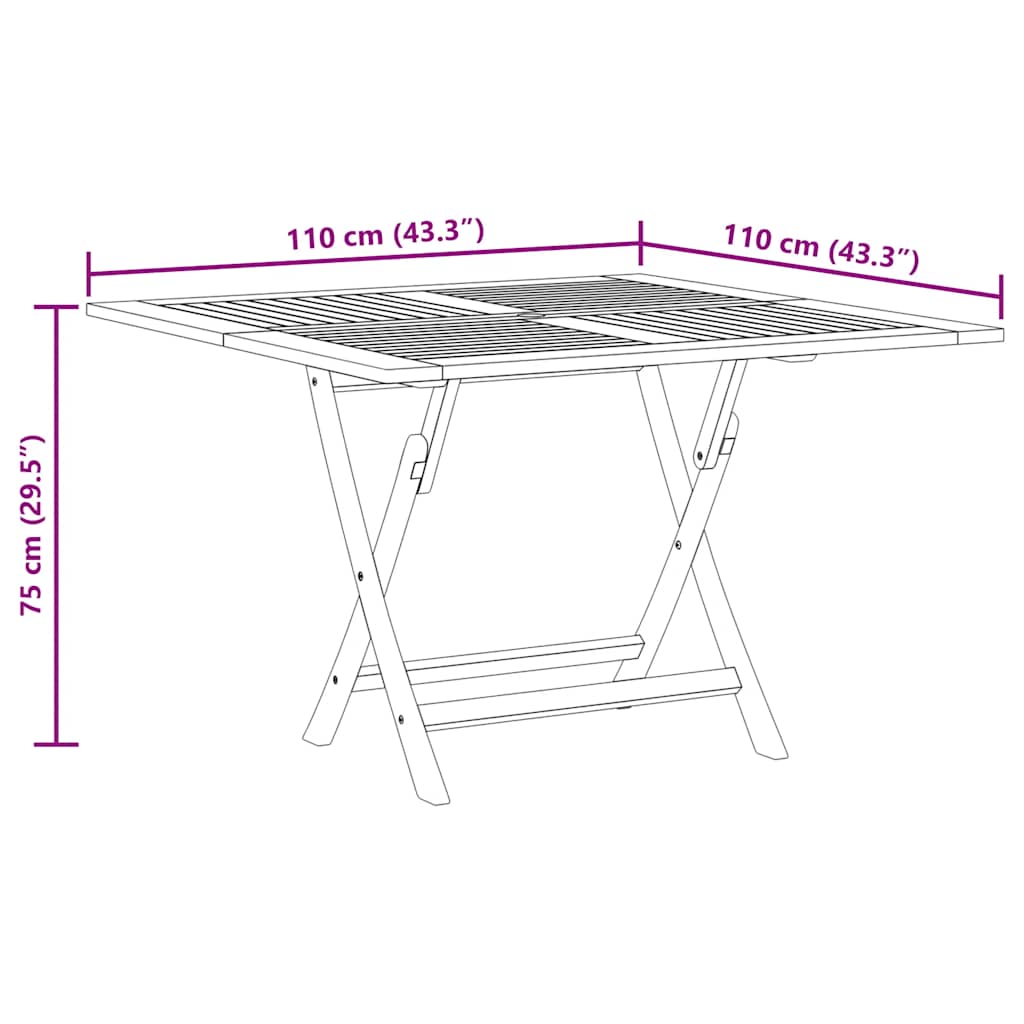 Gartentisch Klappbar 110x110x75 cm Massivholz Teak