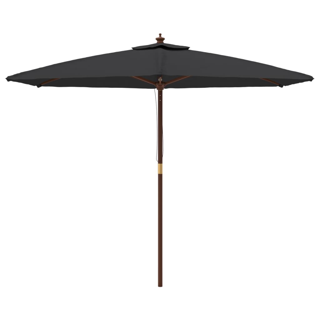 Sonnenschirm mit Holzmast Schwarz 299x240 cm