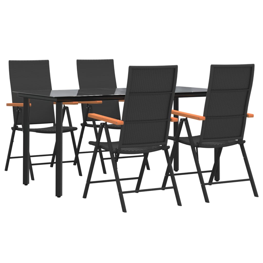 5-tlg. Garten-Essgruppe Schwarz und Braun Poly Rattan