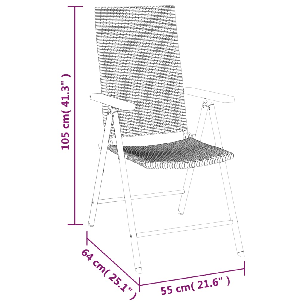 5-tlg. Garten-Essgruppe Schwarz und Braun Poly Rattan