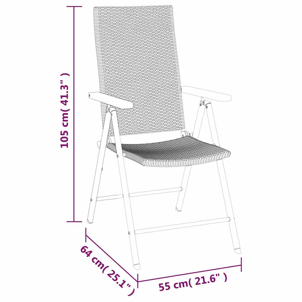 7-tlg. Garten-Essgruppe Schwarz und Braun Poly Rattan