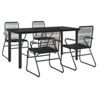 5-tlg. Garten-Essgruppe Schwarz PVC Rattan