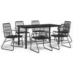 7-tlg. Garten-Essgruppe Schwarz PVC-Rattan