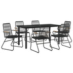 7-tlg. Garten-Essgruppe Schwarz PVC-Rattan