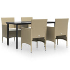 5-tlg. Garten-Essgruppe mit Kissen Beige und Schwarz