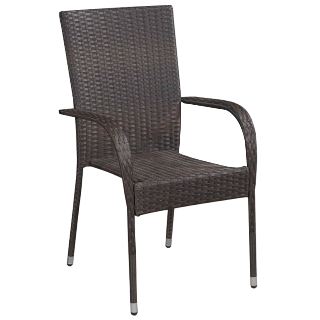 5-tlg. Garten-Essgruppe Braun Poly Rattan