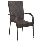 7-tlg. Garten-Essgruppe Braun Poly Rattan