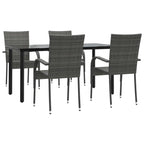 5-tlg. Garten-Essgruppe Grau Poly Rattan