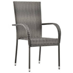 5-tlg. Garten-Essgruppe Grau Poly Rattan